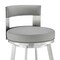 Armen Living Lynof Swivel Bar Stool in Brushed Stainless Steel with Light Gray Faux Leather 840254335523 - alternate 5